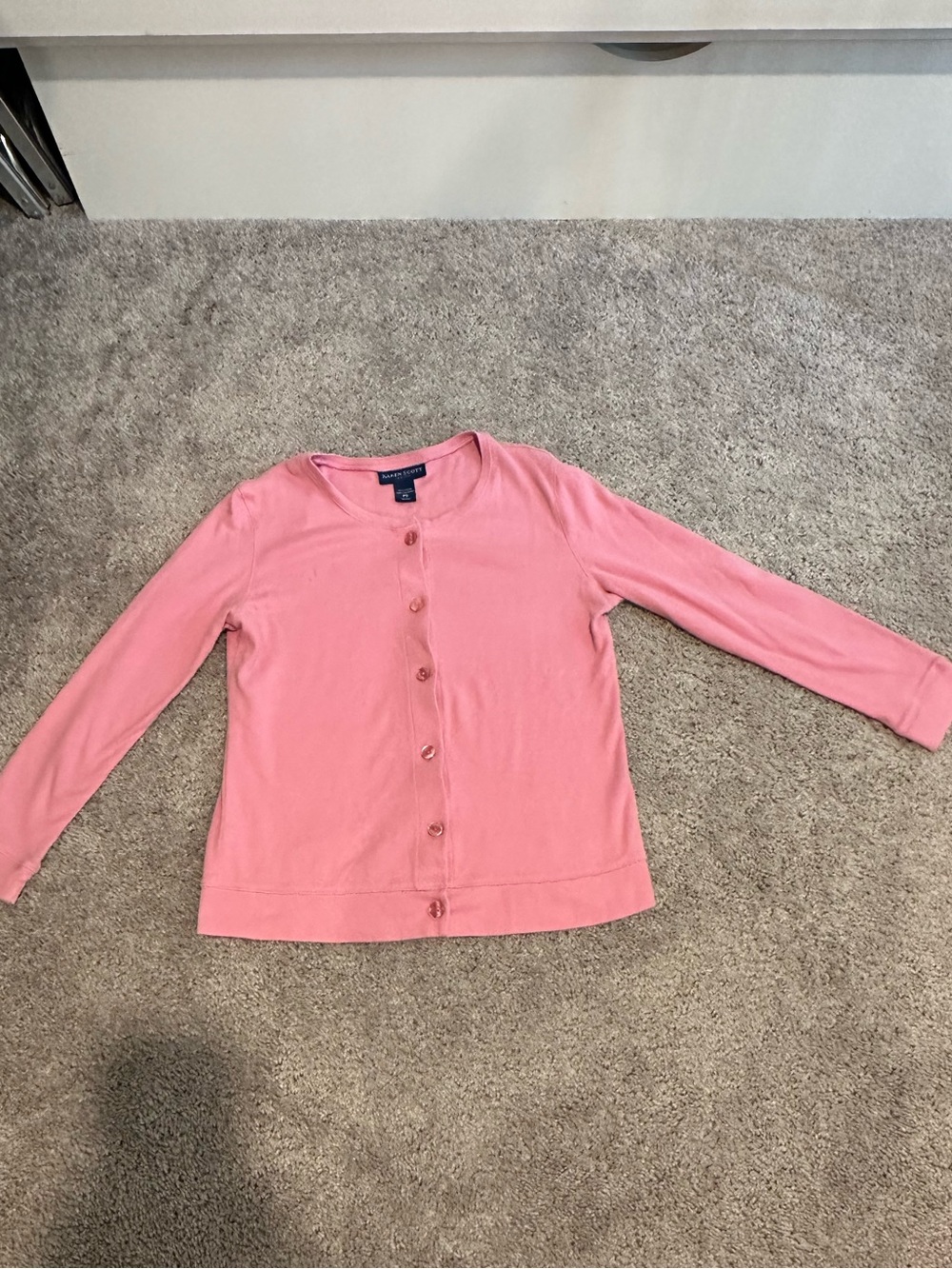 Karen Scott Pink Button-Front Crewneck Cardigan